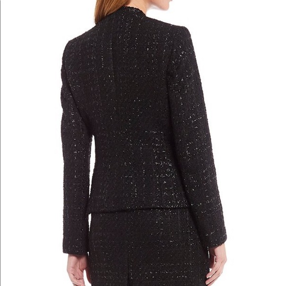 Calvin Klein Metallic Tweed Open Front Jacket NWT - Picture 3 of 8